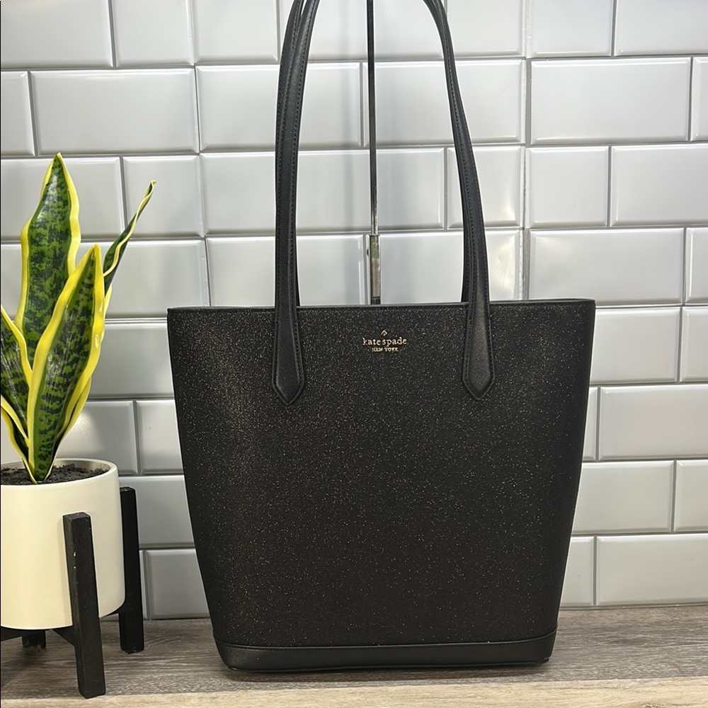 Kate Spade Black Glitter Tote Bag